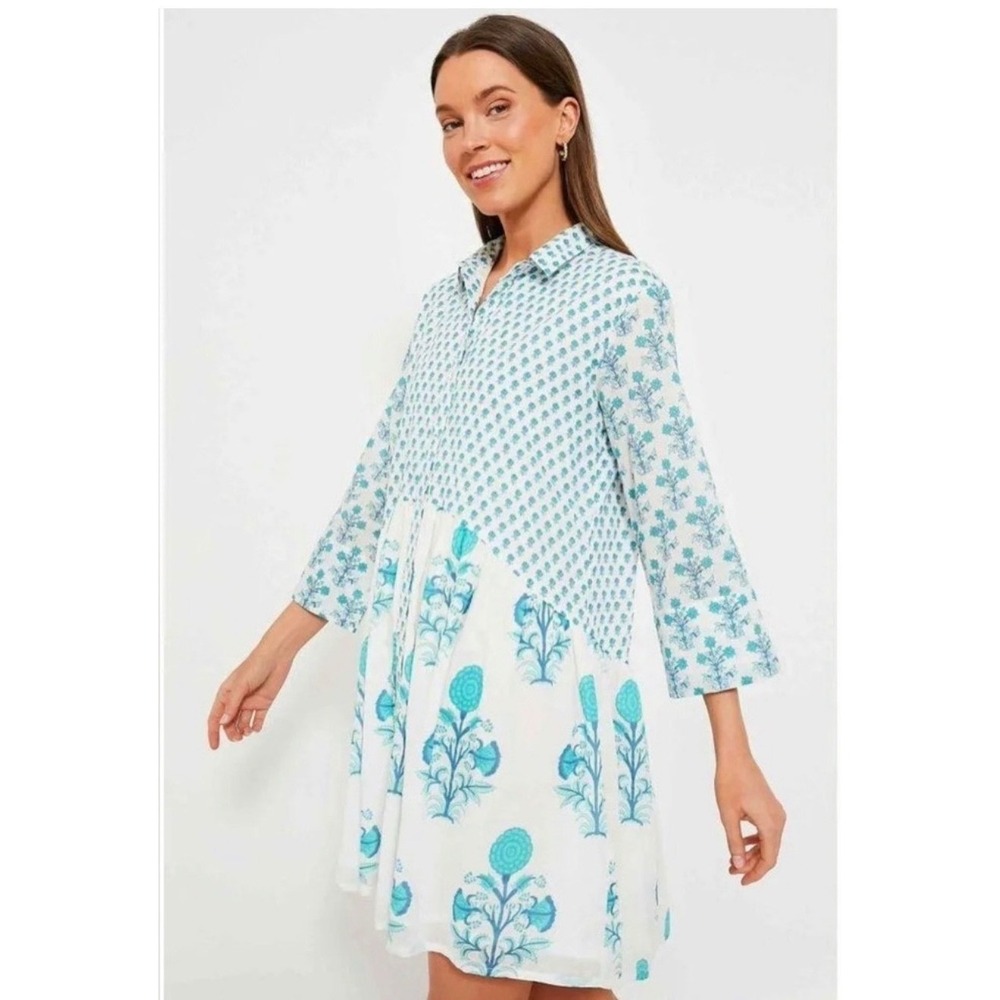 TUKERNUCK RO'S GARDEN SZ M. TURQUOISE DEAUVILLE SHORT DRESS - Picture 5 of 10